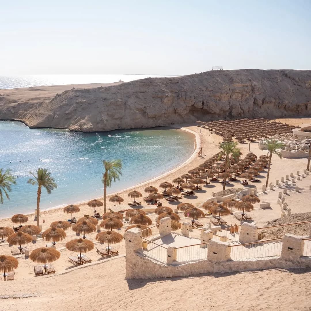 Sunbeds and shade on the beach at Siva Golden Makadi